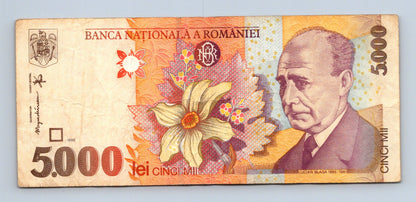 Bankovka Rumunsko 5000 Lei 1998 010B 010B1025465 (B0129)
