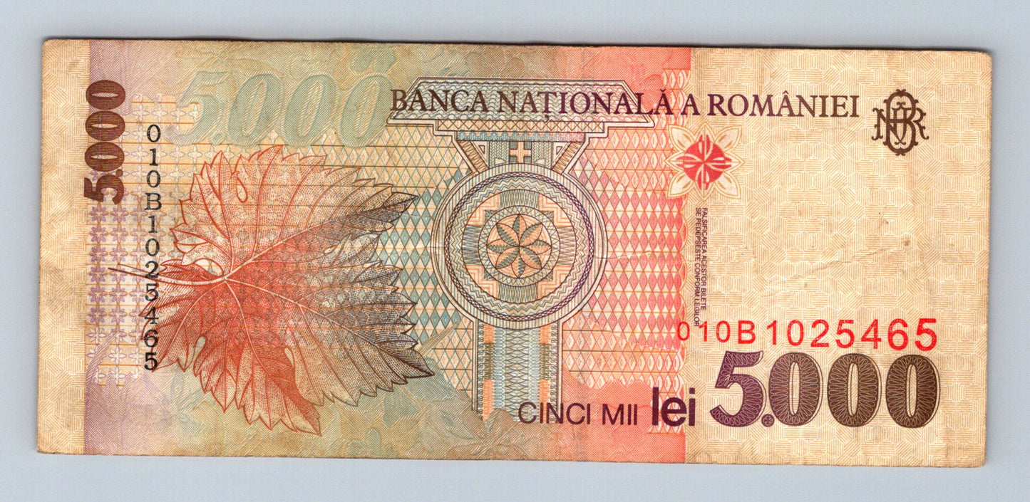 Bankovka Rumunsko 5000 Lei 1998 010B 010B1025465 (B0129)