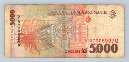Bankovka Rumunsko 5000 Lei 1998 013C 013C2059970 (B0131)