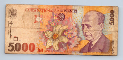 Bankovka Rumunsko 5000 Lei 1998 005C 005C8335072 (B0132)