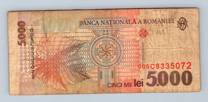 Bankovka Rumunsko 5000 Lei 1998 005C 005C8335072 (B0132)