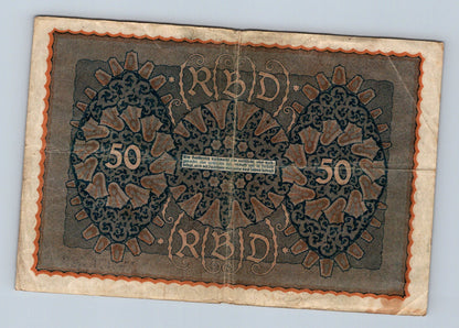 Bankovka Nemecko 50 Mark 1919 Reihe 1 A A N. 976727 (B0134)