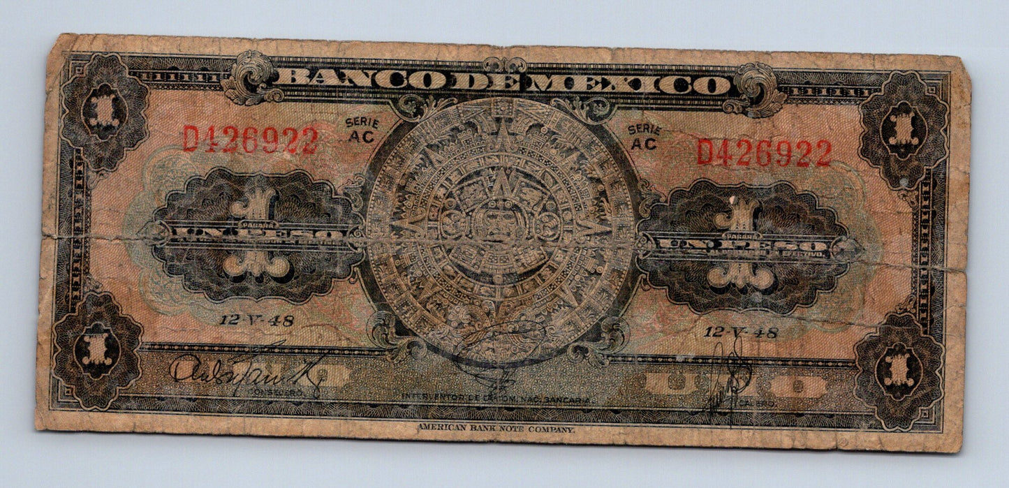 Bankovka Mexiko 1 Peso 1925 AC D426922 (B0135)