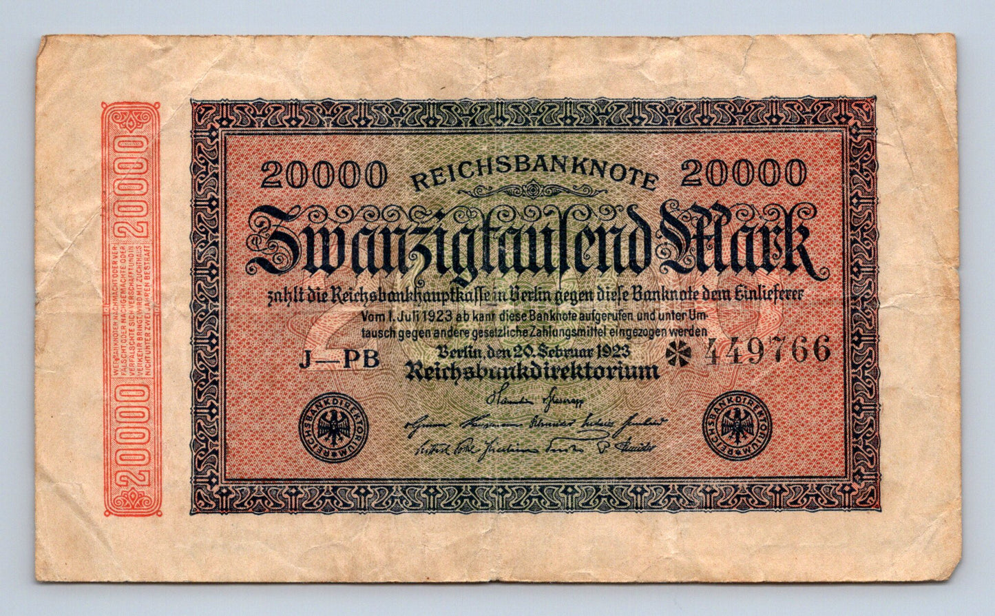 Bankovka Nemecko 20000 Mark 1923 J PB 449766 (B0137)