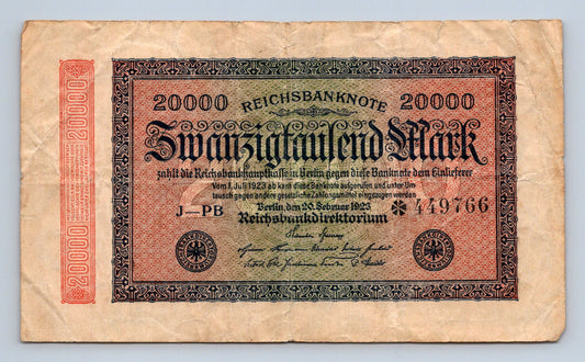 Bankovka Nemecko 20000 Mark 1923 J PB 449766 (B0137)