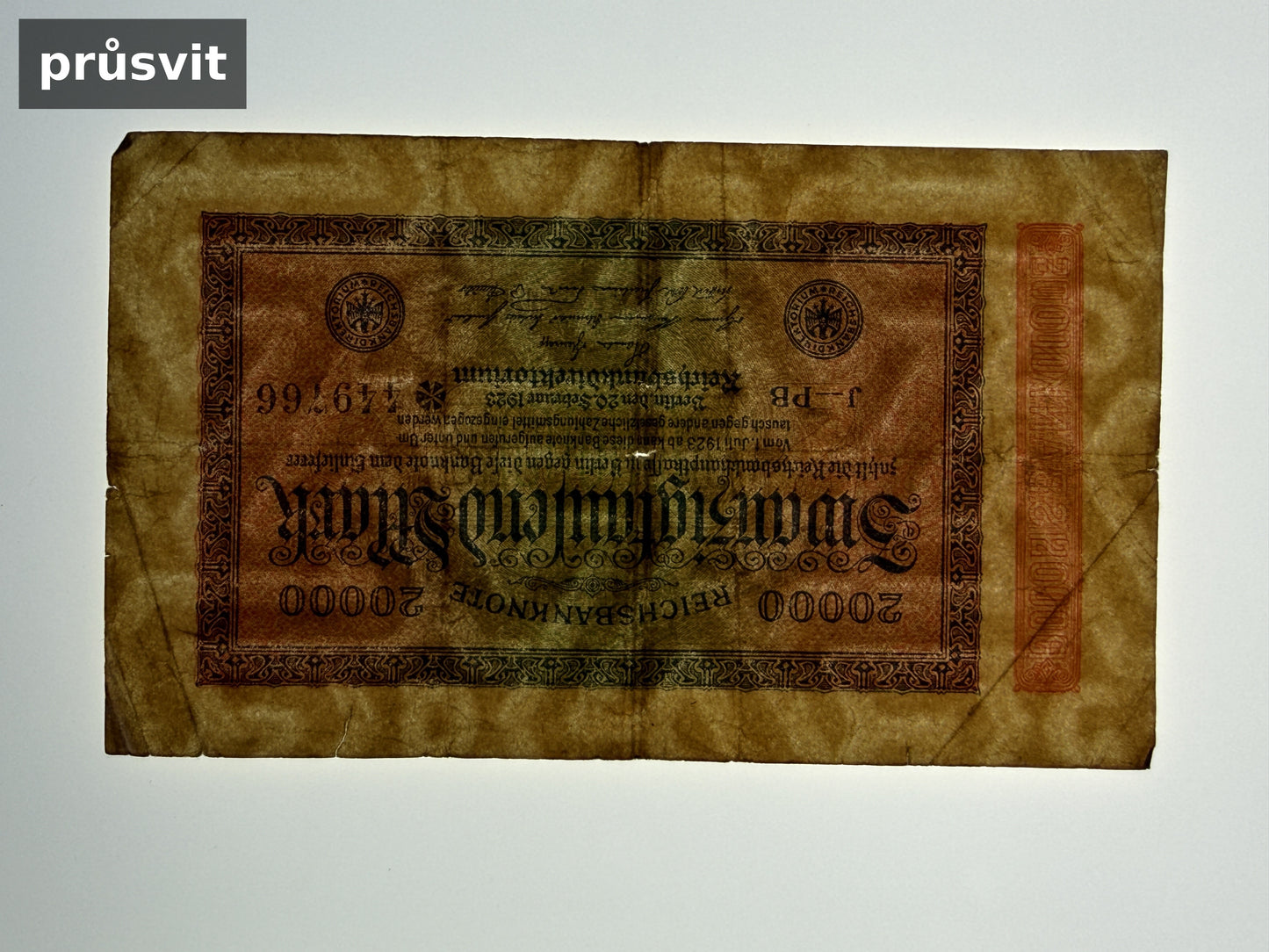 Bankovka Nemecko 20000 Mark 1923 J PB 449766 (B0137)