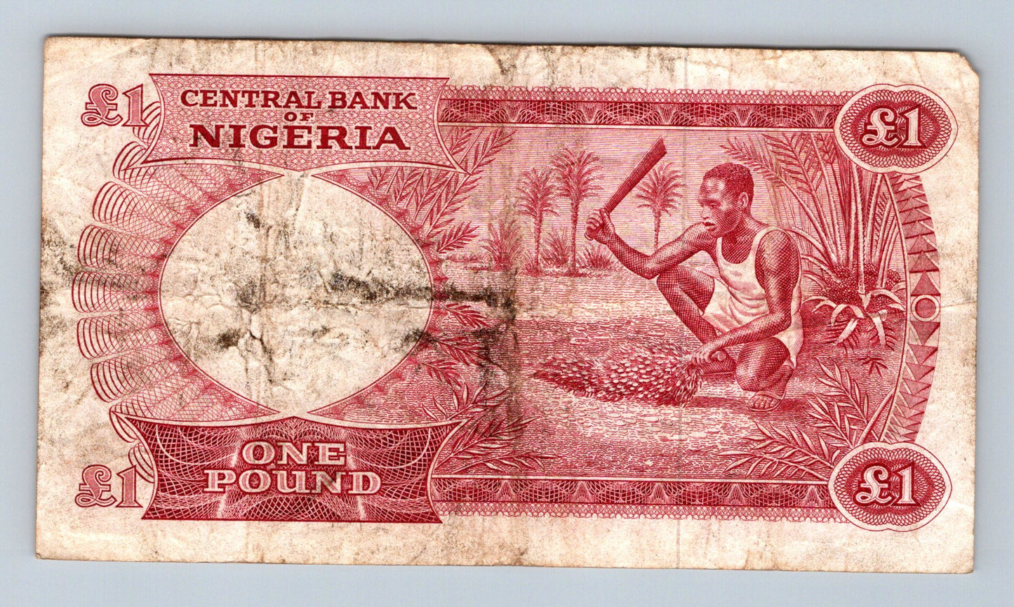 Bankovka Nigérie 1 Pound 1968 1972 A A814537 (B0140)
