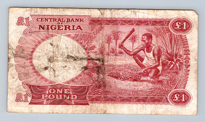 Bankovka Nigérie 1 Pound 1968 1972 A A814537 (B0140)