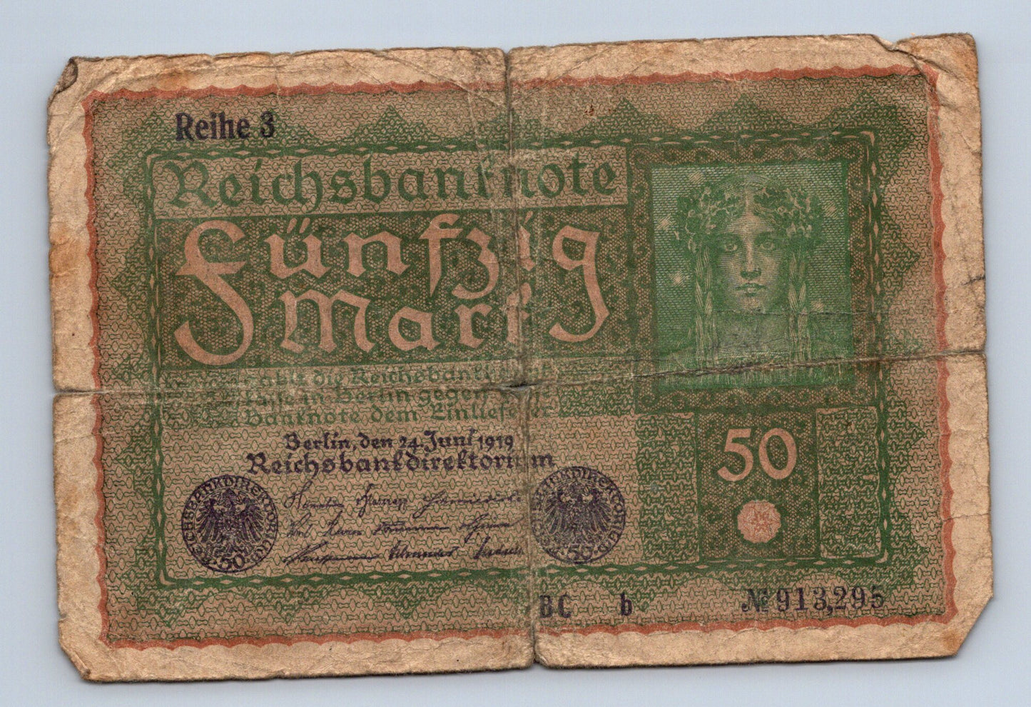 Bankovka Německo 50 Mark 1919 Reihe 3 N913295 (B0145)
