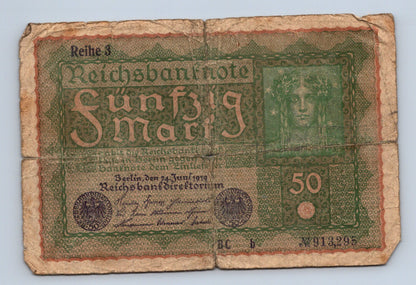 Bankovka Německo 50 Mark 1919 Reihe 3 N913295 (B0145)