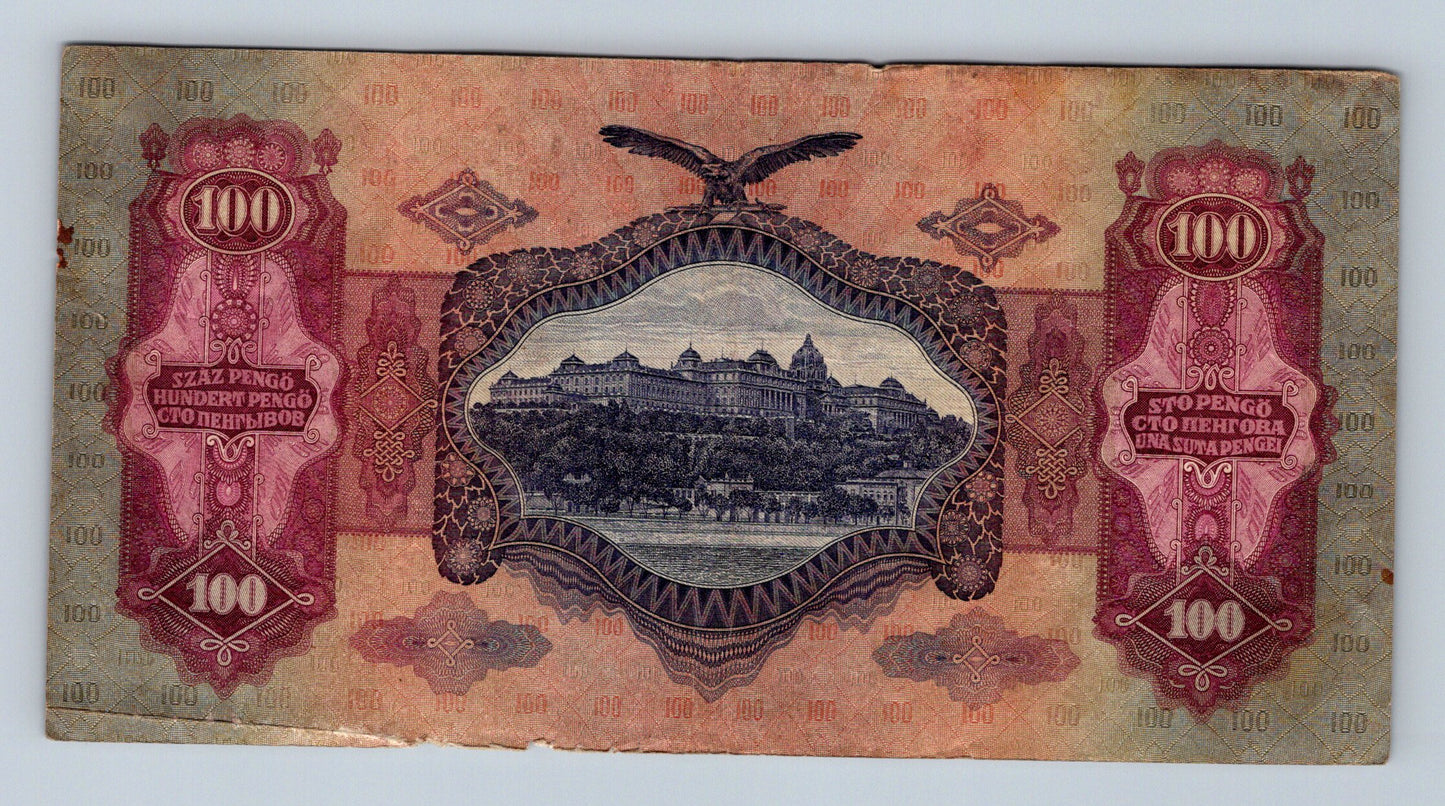 Bankovka Madarsko 100 Pengö 1930 E 716 085944 (B0149)