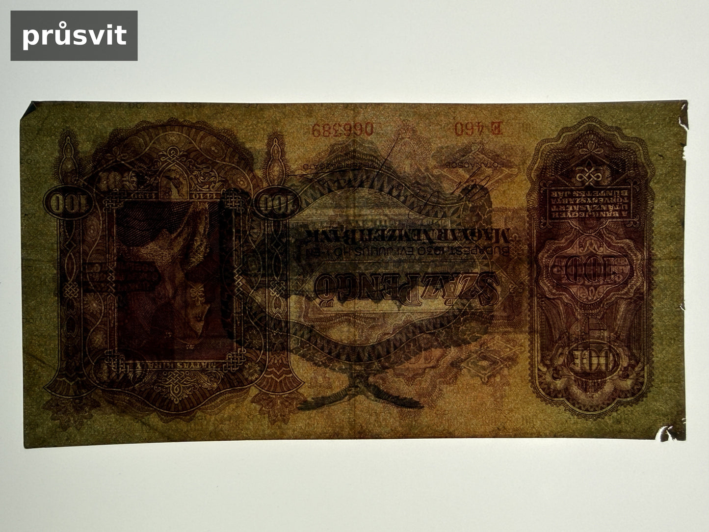 Bankovka Madarsko 100 Pengő 1930 E 066389 (B0150)