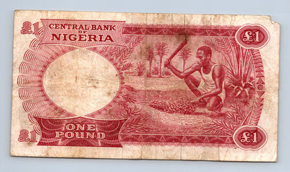 Bankovka Nigérie 1 Pound 1965 1970 B32 099191 (B0154)