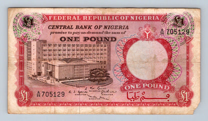 Bankovka Nigerie 1 Pound 1965 A 56 705129 (B0155)
