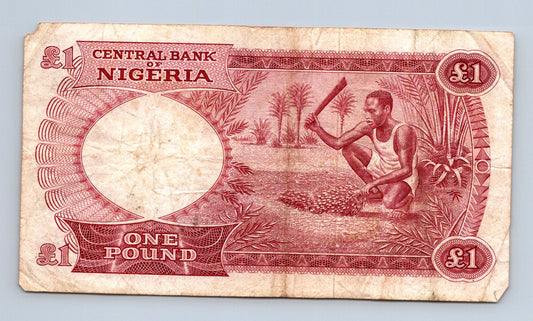 Bankovka Nigérie 1 Pound 1965 1971 A 72 289034 (B0156)