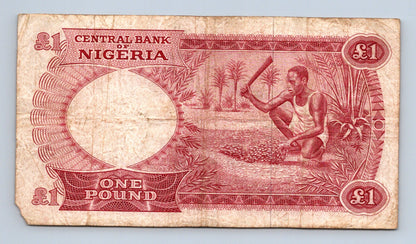 Bankovka Nigérie 1 Pound 1965 A 663623 (B0157)