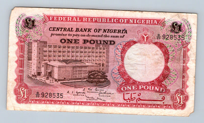 Bankovka Nigérie 1 POUND 1963 1968 B 89 928535 (B0158)