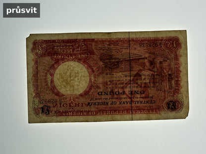 Bankovka Nigérie 1 POUND 1963 1968 B 89 928535 (B0158)