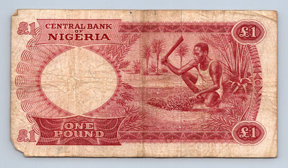 Bankovka Nigérie 1 Pound 1967 A A 813412 (B0160)
