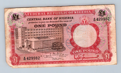 Bankovka Nigérie 1 Pound 1959 1967 A 429982 (B0162)