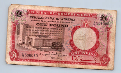 Bankovka Nigérie 1 Pound 1965 A 42 508080 (B0163)
