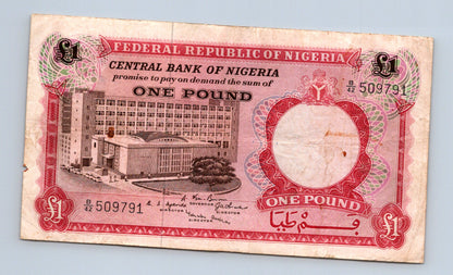 Bankovka Nigérie 1 Pound 1965 B 42 509791 (B0164)