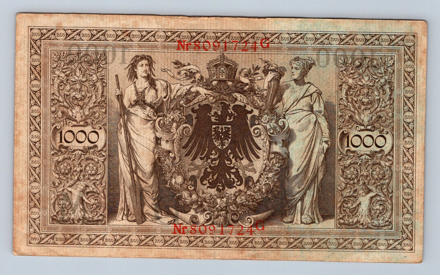 Bankovka Nemecko 1000 Mark 1910 G Nr8091724G (B0166)