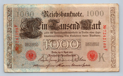 Bankovka Nemecko 1000 Mark 1910 Z 242198 F (B0169)