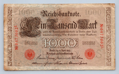 Bankovka Nemecko 1000 Mark 1910 L 6473662 (B0171)