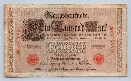 Bankovka Nemecko 1000 Mark 1910 L 6473662 (B0171)