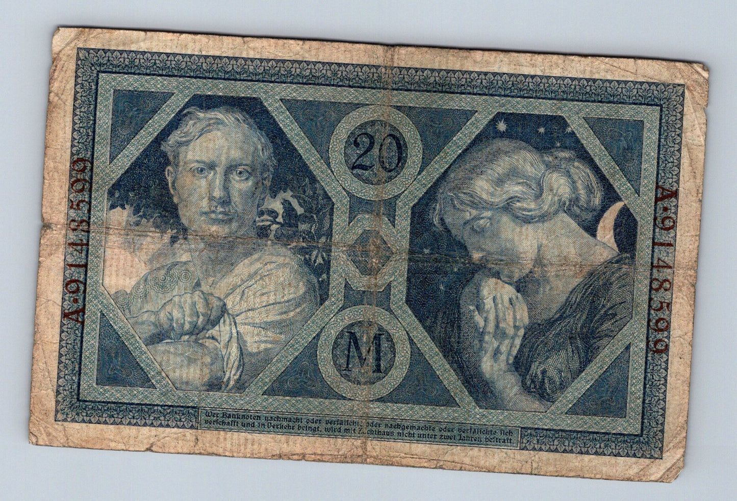 Bankovka Nemecko 20 Mark 1915 A A.9148599 (B0173)