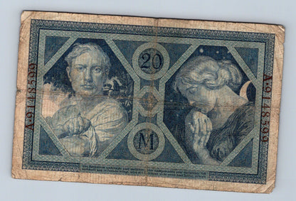 Bankovka Nemecko 20 Mark 1915 A A.9148599 (B0173)
