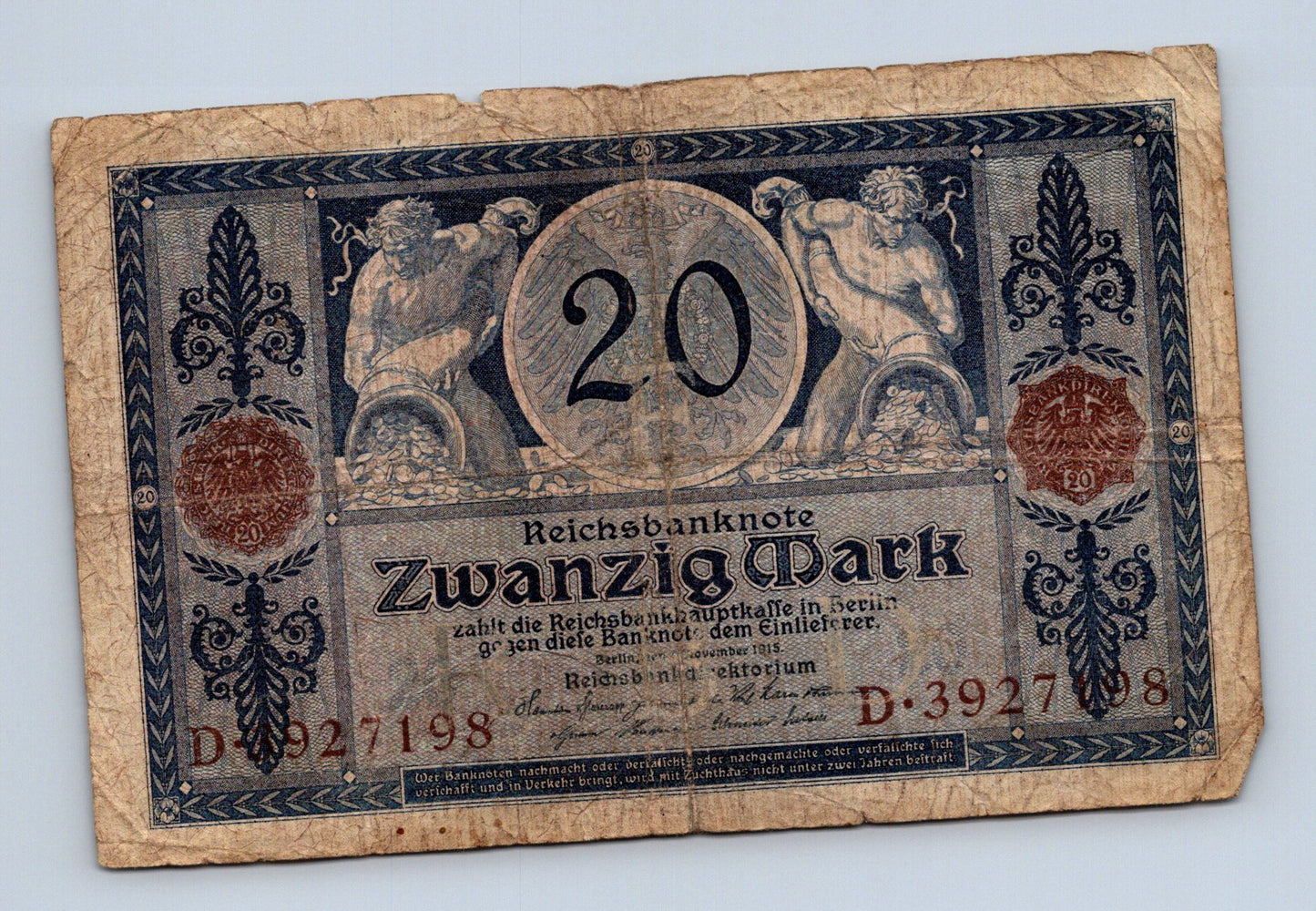 Bankovka Nemecko 20 Mark 1915 D 4927198 (B0174)