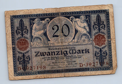 Bankovka Nemecko 20 Mark 1915 D 4927198 (B0174)