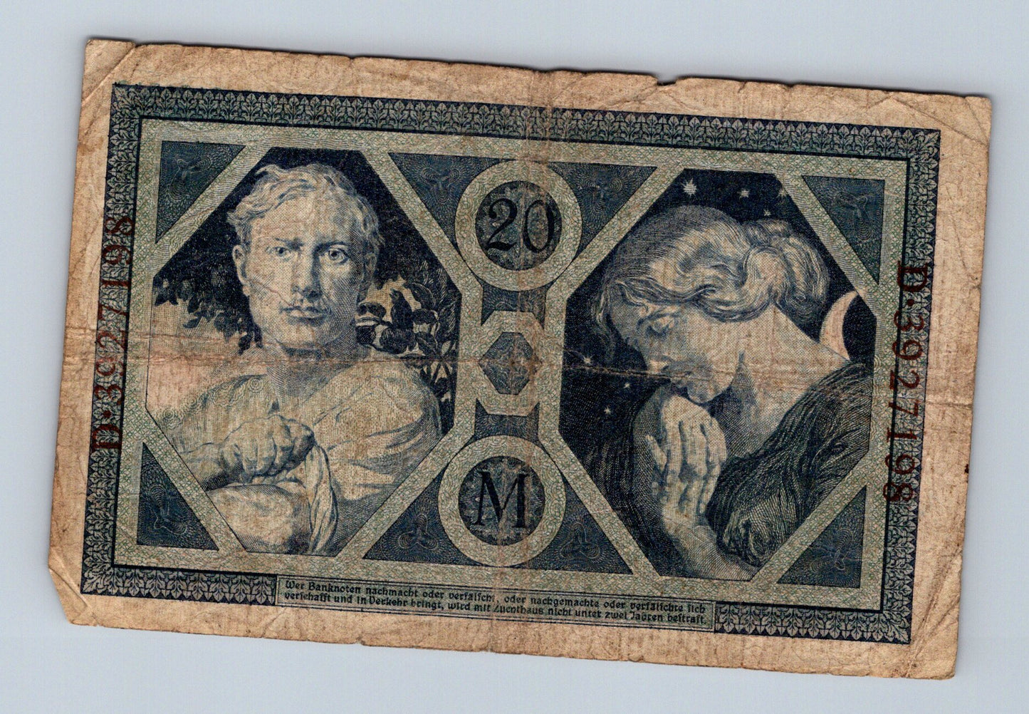 Bankovka Nemecko 20 Mark 1915 D 4927198 (B0174)