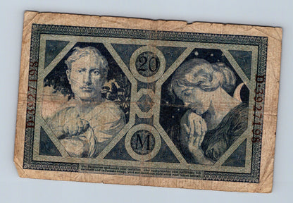 Bankovka Nemecko 20 Mark 1915 D 4927198 (B0174)