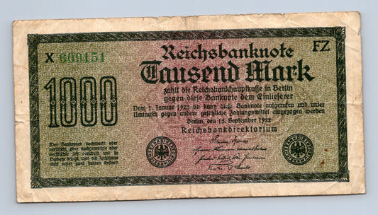 Bankovka Nemecko 1000 Mark 1922 X 609151 (B0177)