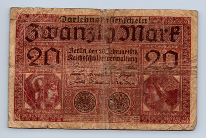 Bankovka Nemecko 20 Mark 1918 G 4890494 (B0179)