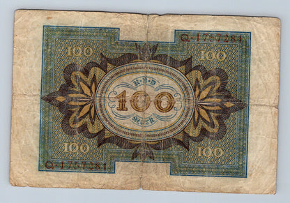 Bankovka Nemecko 100 Mark 1920 Q. H. 177281 (B0181)