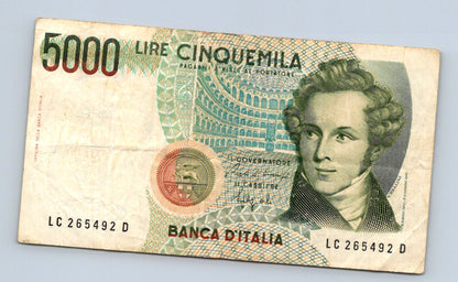 Bankovka Itálie 5000 Lire 1985 LC D 265492 (B0183)
