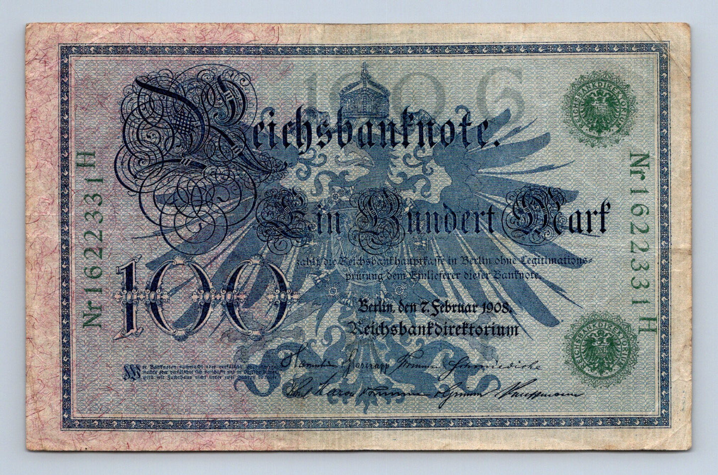Bankovka Nemecko 100 Mark 1908 H 1622331 H (B0185)