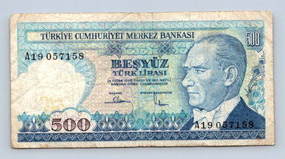 Bankovka Turecko 500 Türk Liras 1971 1982 A19 A19 057158 (B0186)