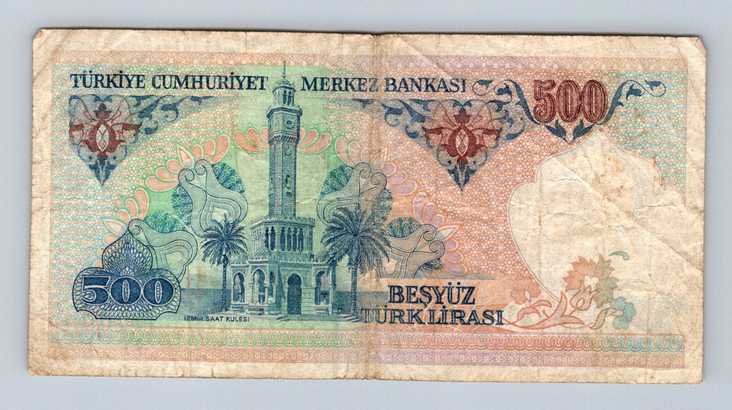 Bankovka Turecko 500 Türk Liras 1971 1982 A19 A19 057158 (B0186)