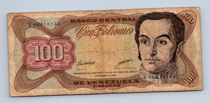 Bankovka Venezuela 100 Bolivares 1998 K K46618144 (B0187)