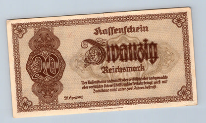 Bankovka Nemecko 20 Reichsmark 1945 AH 025908 (B0192)