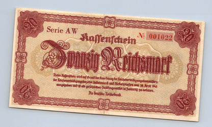 Bankovka Nemecko 20 Reichsmark 1945 AW 001022 (B0193)