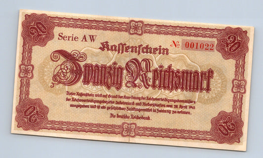 Bankovka Nemecko 20 Reichsmark 1945 AW 001022 (B0193)