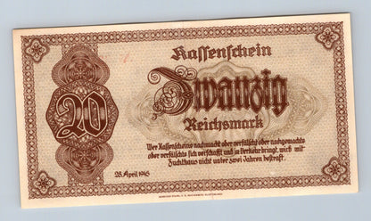 Bankovka Nemecko 20 Reichsmark 1945 AM 034723 (B0194)