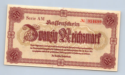 Bankovka Nemecko 20 Reichsmark 1945 AM 034699 (B0196)