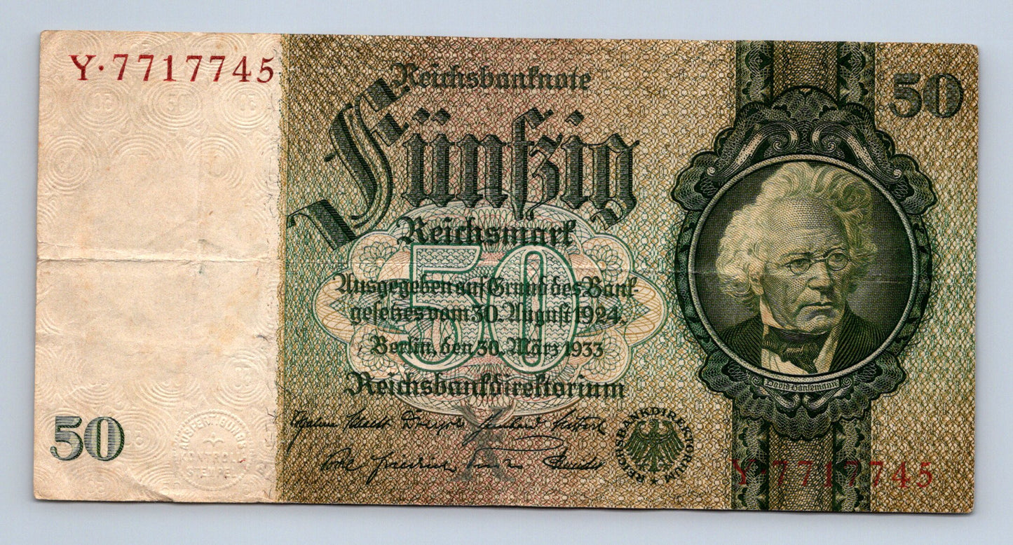 Bankovka Nemecko 50 Reichsmark 1933 Y 7717745 (B0198)